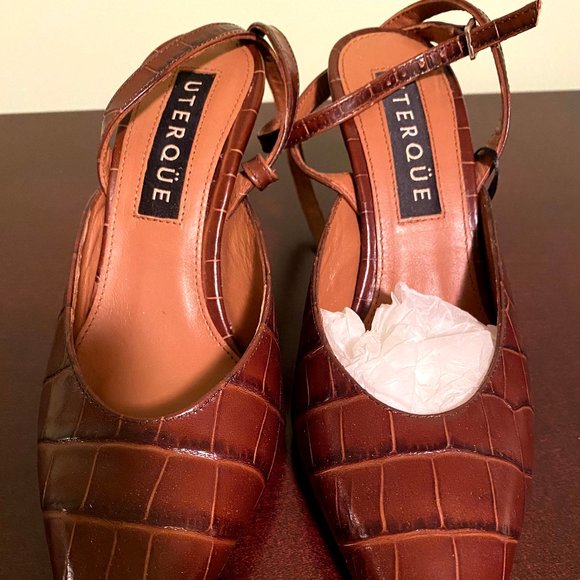 UTERQUE Leather Slingback Heels 37 - SPAIN - Picture 2 of 6